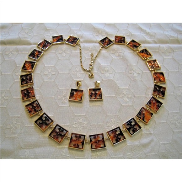 RARE Tory Burch Set “Tortoise” Necklace+Earrings - Picture 7 of 8